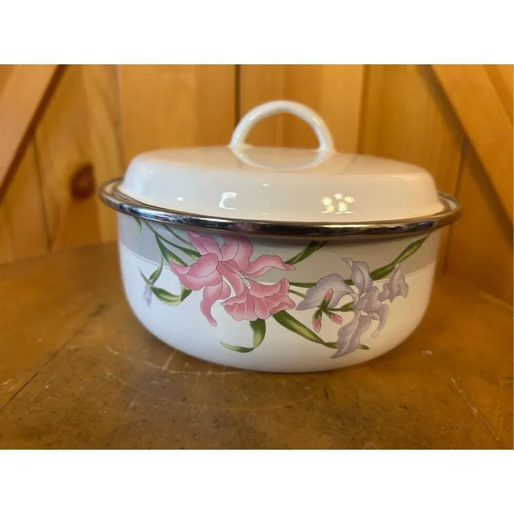 GMI Orchid Floral Porcelain On Steel Bowl With Lid (8463)